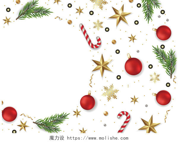 彩色简约圣诞节圣诞球星星圣诞装饰元素PNG素材